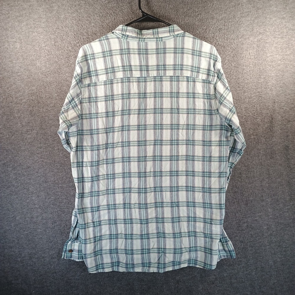 Patagonia Long Sleeved Flannel Men L Plaid Organic Cotton Greens And Blues - Picture 8 of 11